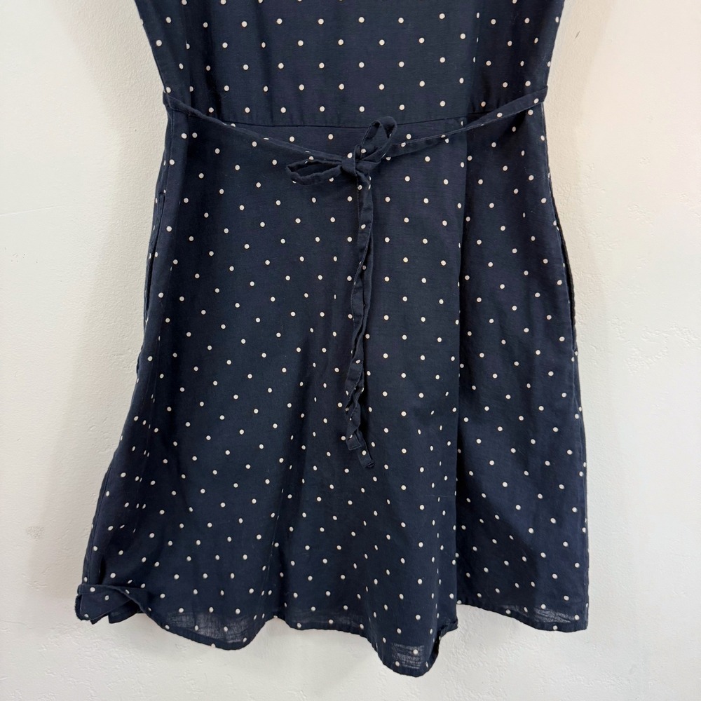 Abercrombie & Fitch Polka Dot Mini Dress S Tie Front Button Cotton Pockets Retro - Picture 8 of 14